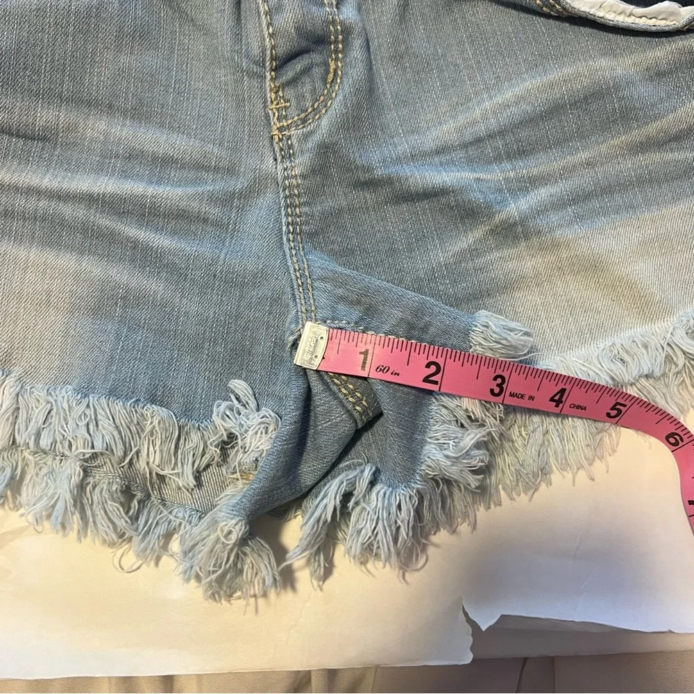 Blue Asphalt Light Wash Denim Distressed Shorts